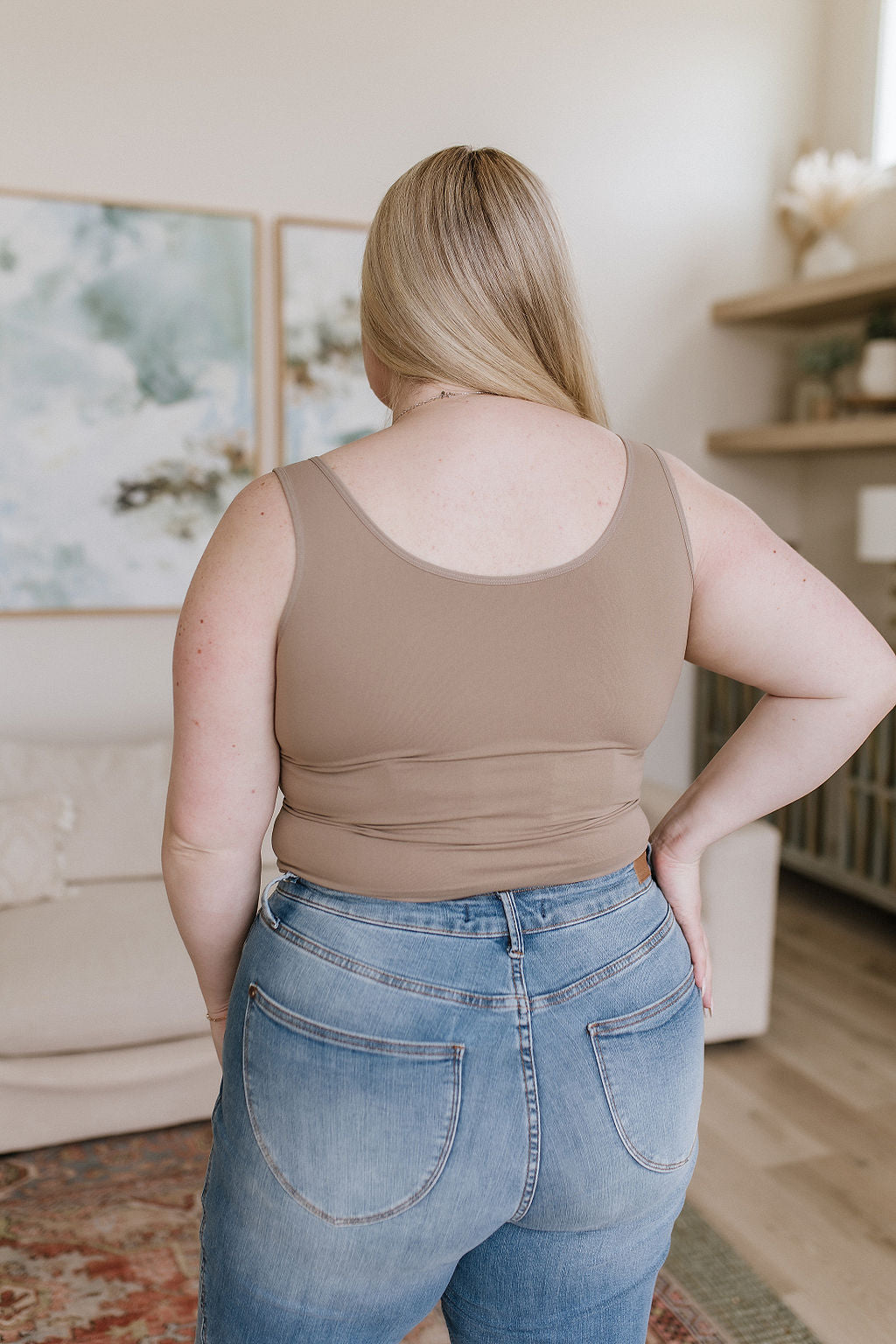 Carefree Seamless Reversible Tank in Light Mocha Womens Southern Soul Collectives 