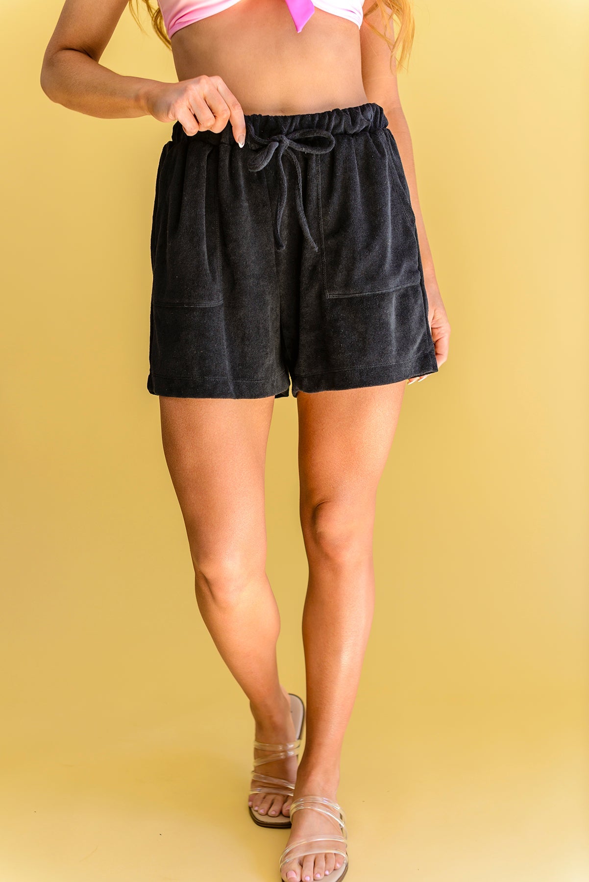 Carried Away French Terry Shorts in Black Womens Southern Soul Collectives 