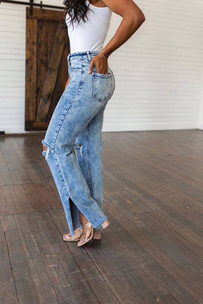 Judy Blue Carter High Rise Slit Hem Straight Jeans Womens Southern Soul Collectives 