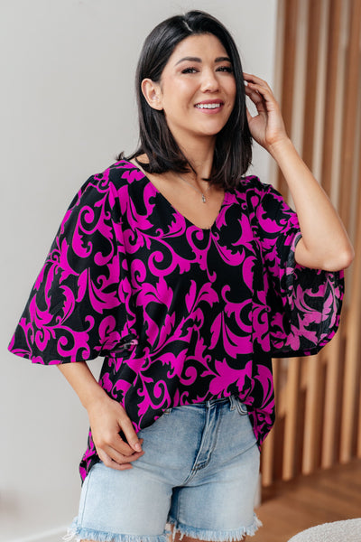 Casually Cute V-Neck Top in Magenta Womens Southern Soul Collectives