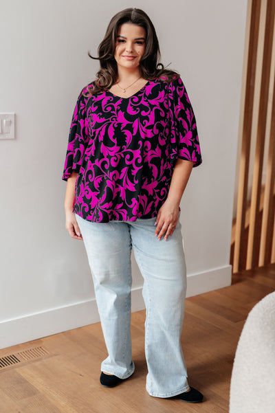 Casually Cute V-Neck Top in Magenta Womens Southern Soul Collectives