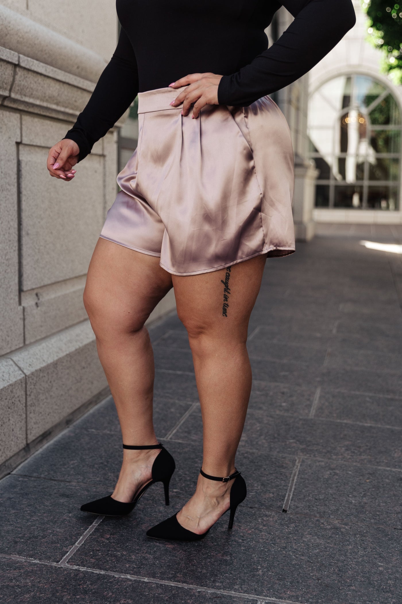 Champagne and Roses Satin Shorts - Southern Soul Collectives