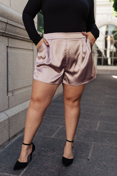 Champagne and Roses Satin Shorts - Southern Soul Collectives