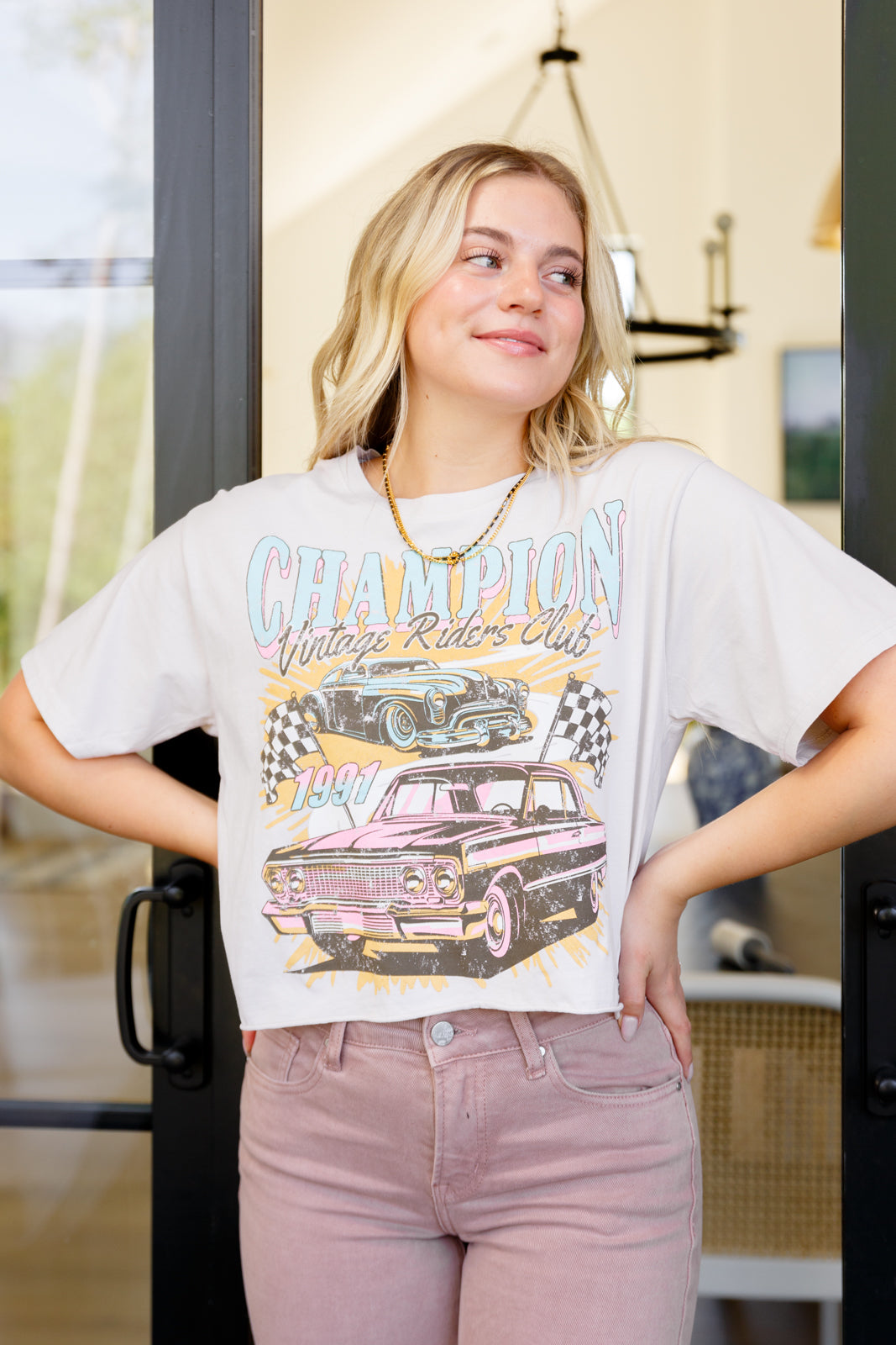 Champion Vintage Rider's Club Cropped Graphic T-Shirt Womens Southern Soul Collectives 