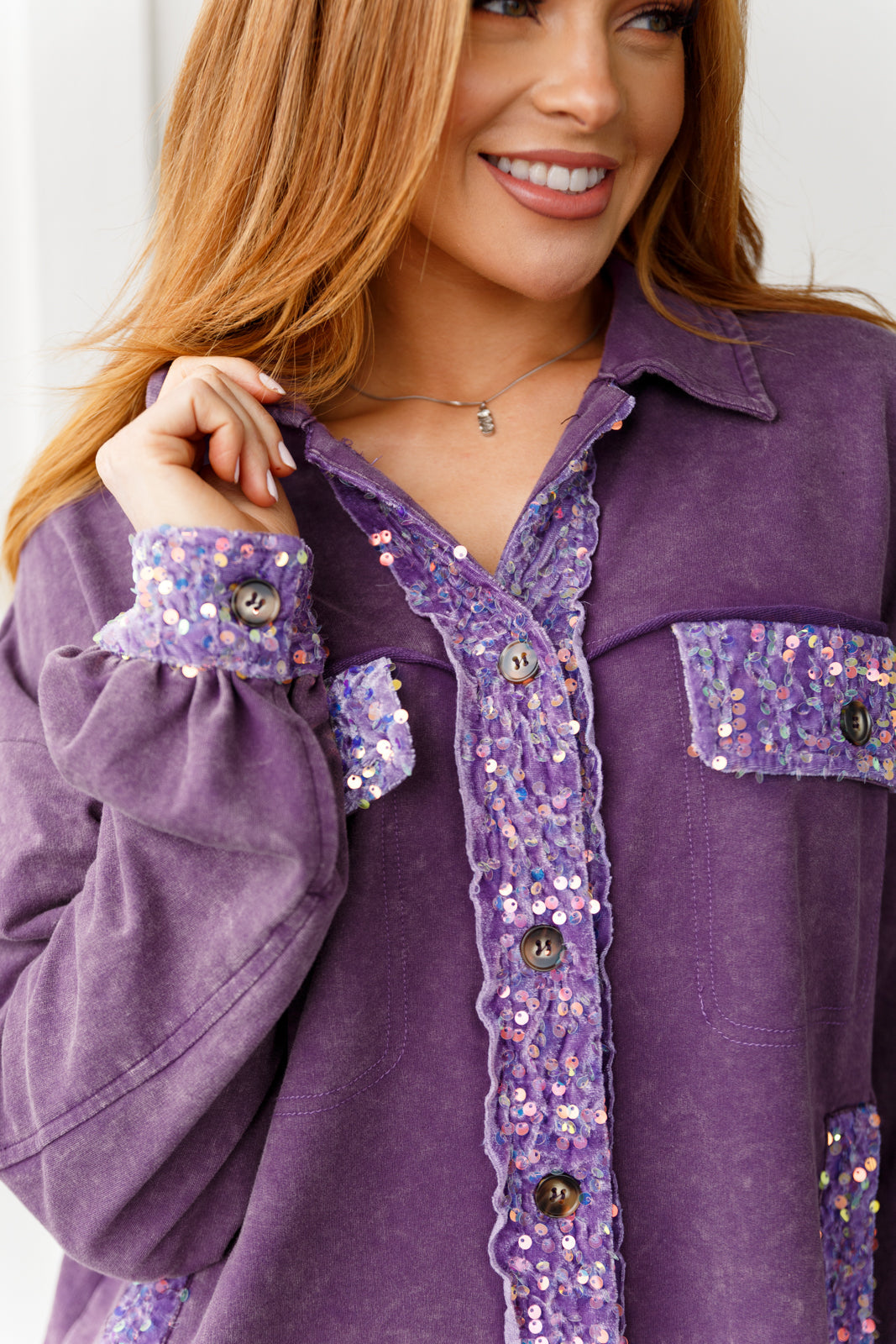 Chaos of Sequins Shacket in Purple Womens Southern Soul Collectives