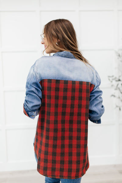 Checkered Denim Patch Shirt Womens Southern Soul Collectives 