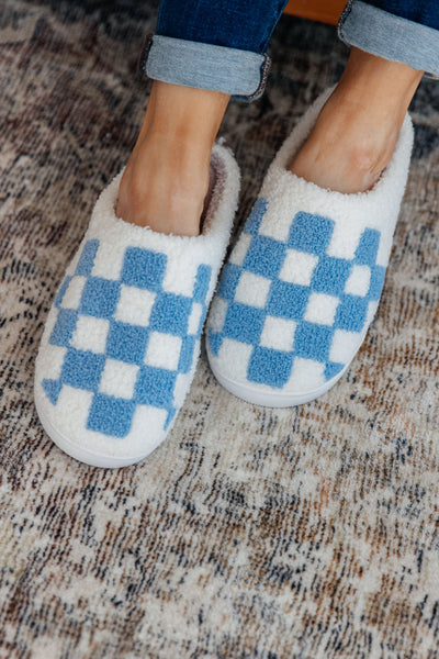 Checked Out Slippers in Blue Womens Southern Soul Collectives