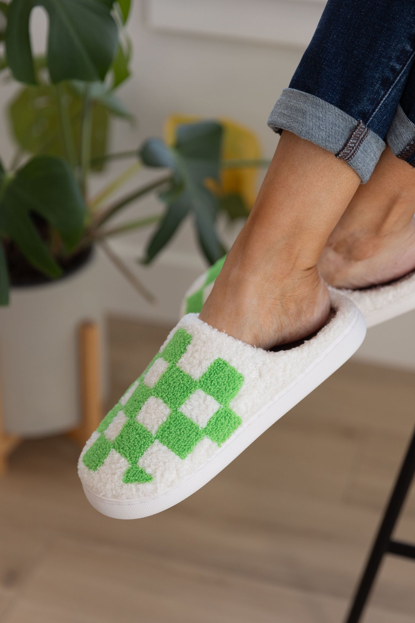 Checked Out Slippers in Green Womens Southern Soul Collectives