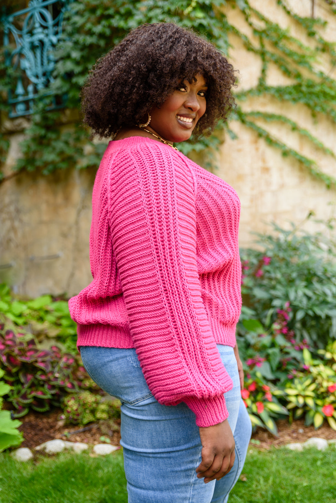 Claim The Stage Knit Long Sleeve Sweater in Hot Pink Womens Southern Soul Collectives 