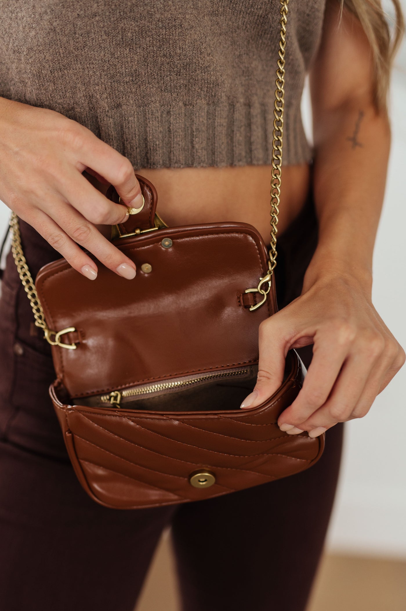 Classic Beauty Quilted Clutch in Brown - Southern Soul Collectives