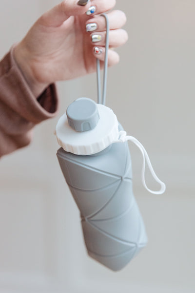 Collapsing Silicon Water Bottle in Diamond Gray Womens Southern Soul Collectives
