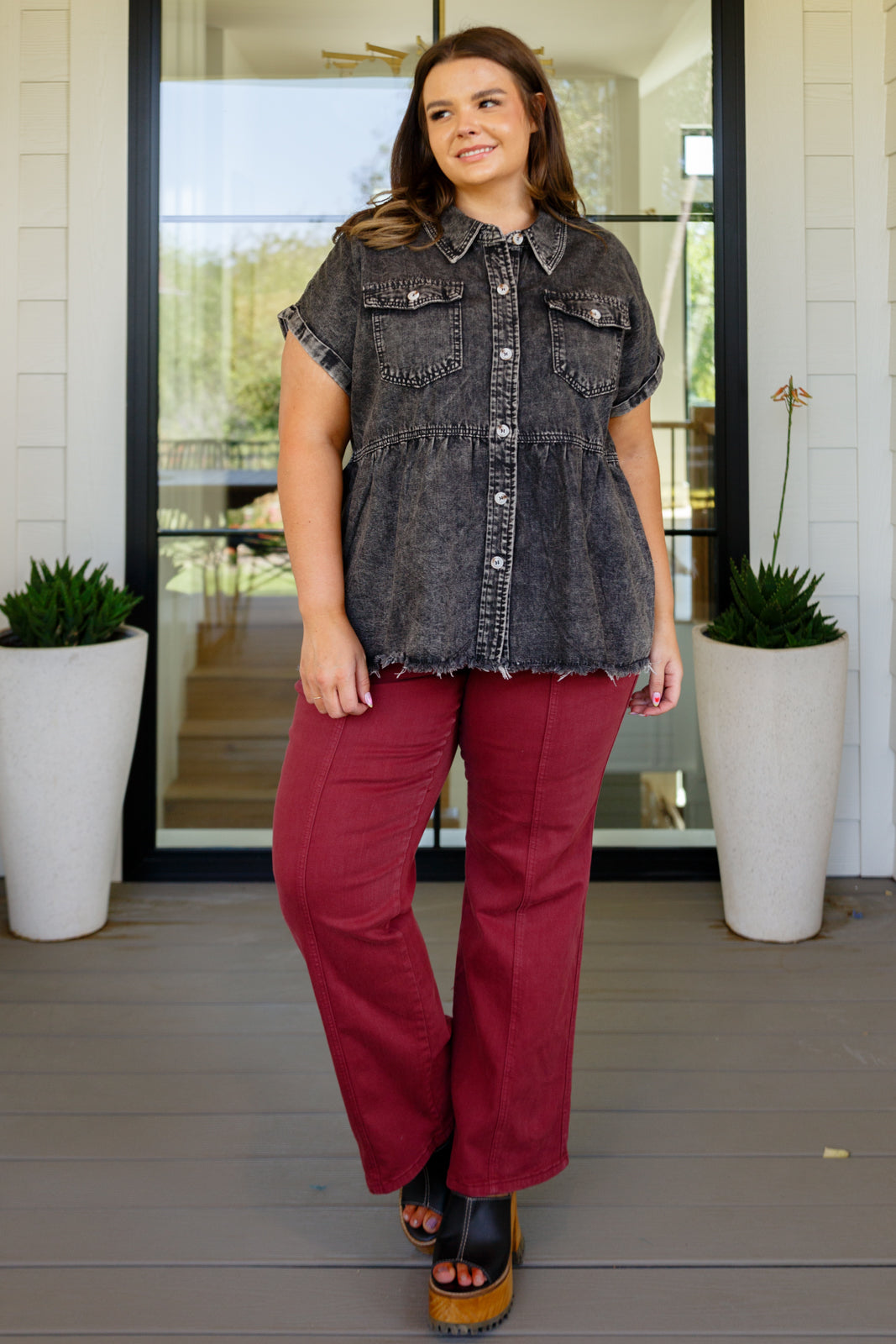 Cool and Carefree Denim Button Down Womens Southern Soul Collectives 