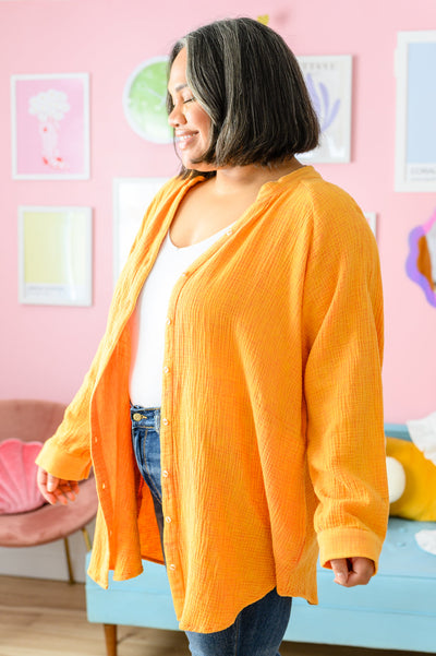Corey Button Up Top in Tangerine Womens Southern Soul Collectives 
