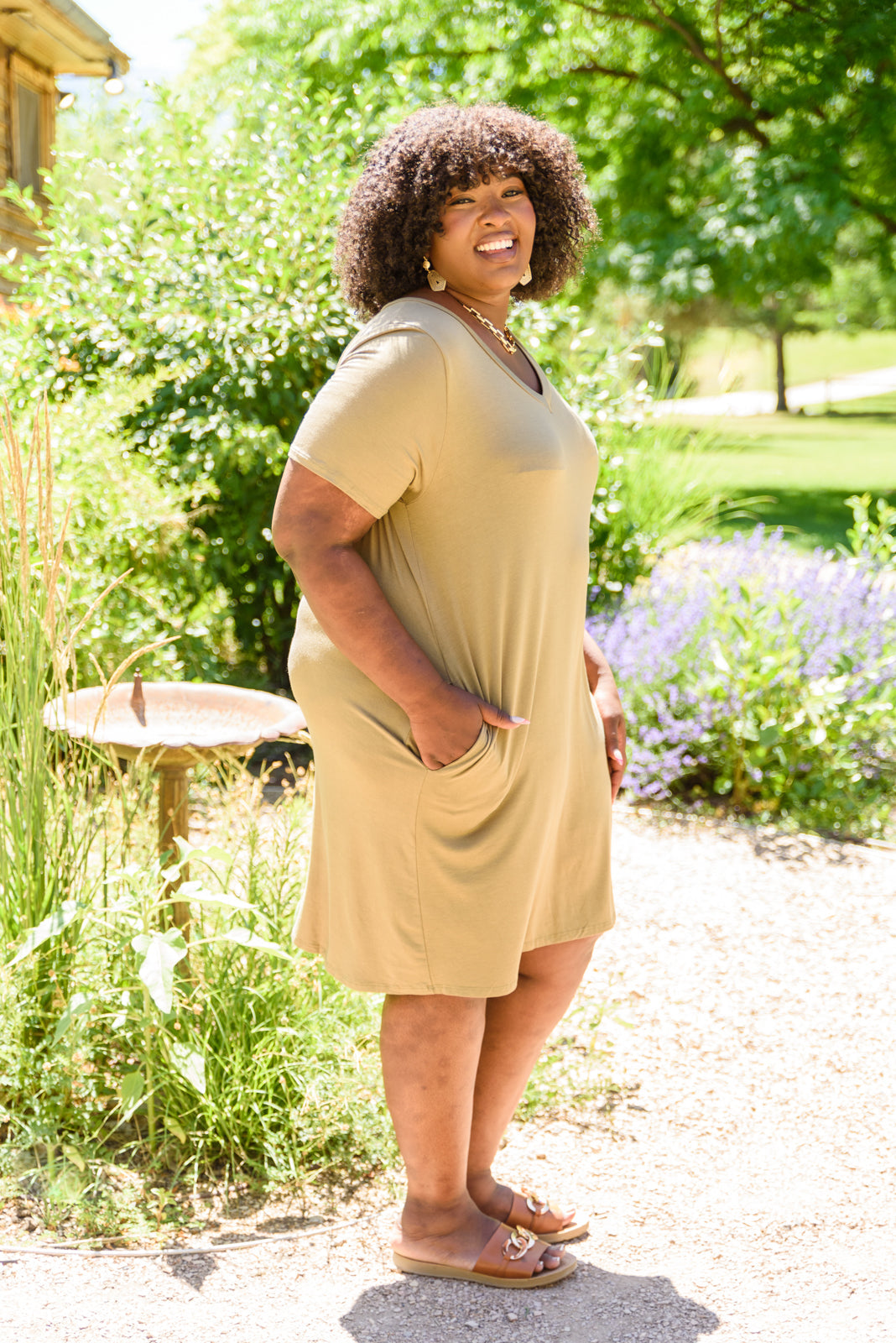 Counting On You Olive Green T-Shirt Dress Womens Southern Soul Collectives 