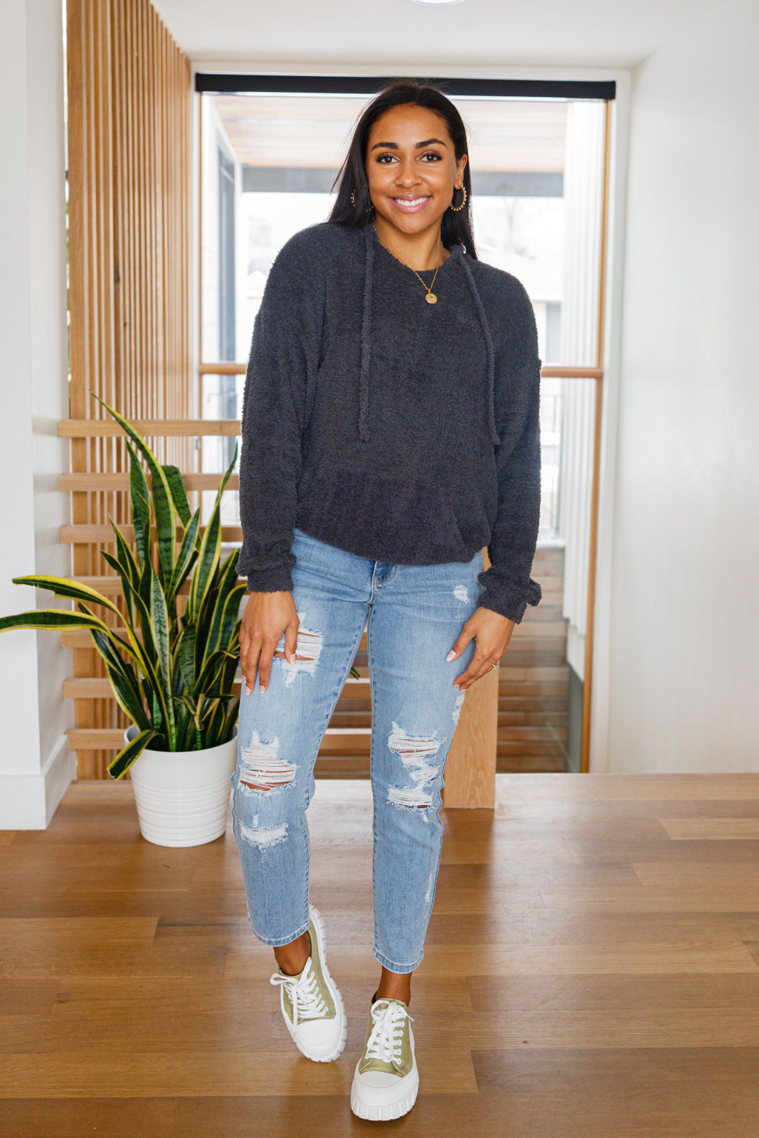 Cozy Does It Hoodie in Charcoal Womens Southern Soul Collectives 