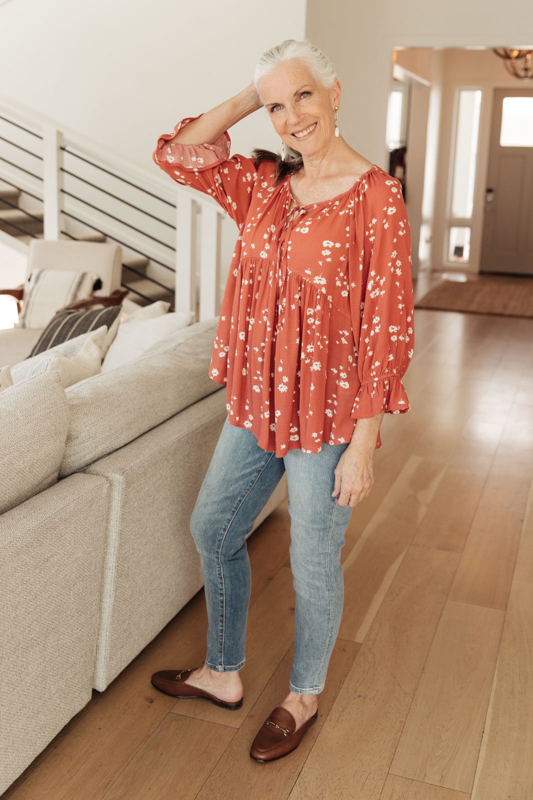 Daisy Flow Blouse In Rust Womens Southern Soul Collectives 