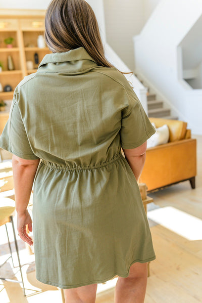 Darla Button Up Collared Dress in Olive Womens Southern Soul Collectives 