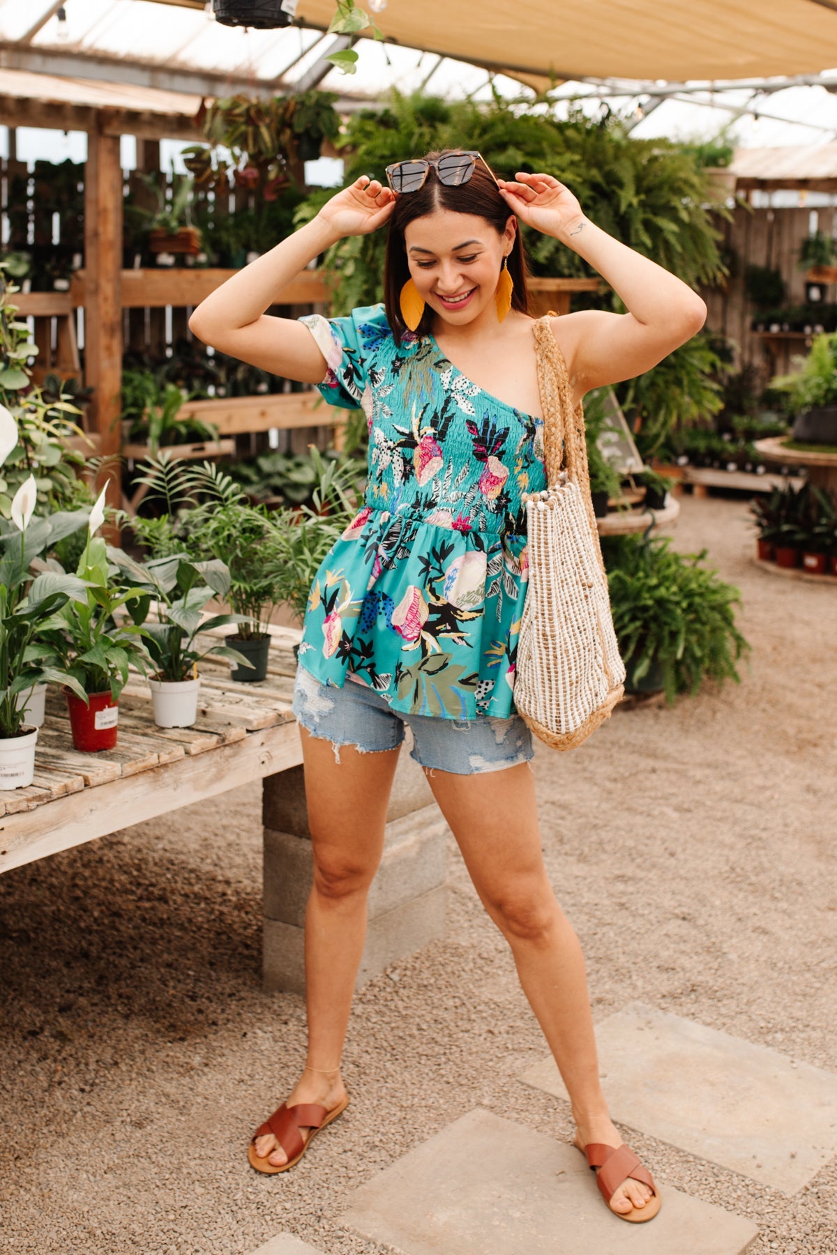 Day Trip Blouse in Turquoise Womens Southern Soul Collectives 