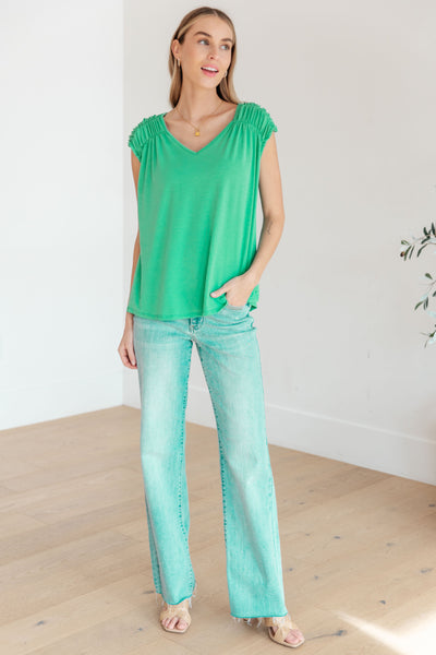 Ruched Cap Sleeve Top in Emerald Southern Soul Collectives