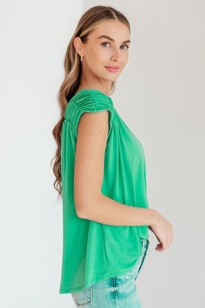Ruched Cap Sleeve Top in Emerald Southern Soul Collectives