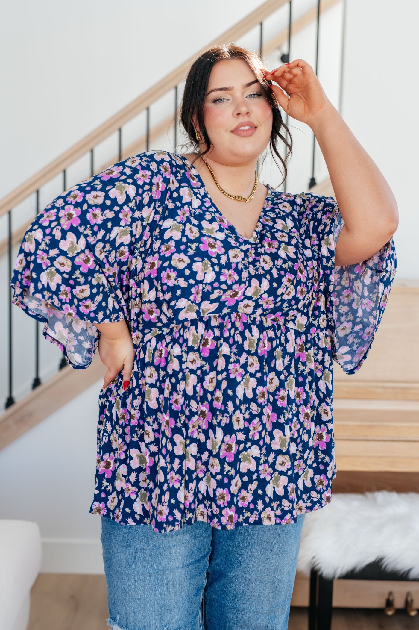 Dearest Dreamer Peplum Top in Navy Floral Womens Southern Soul Collectives