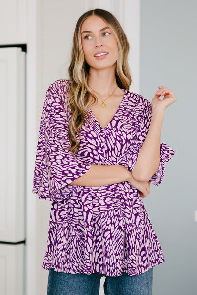 Dearest Dreamer Peplum Top in Painted Purple Tops Southern Soul Collectives