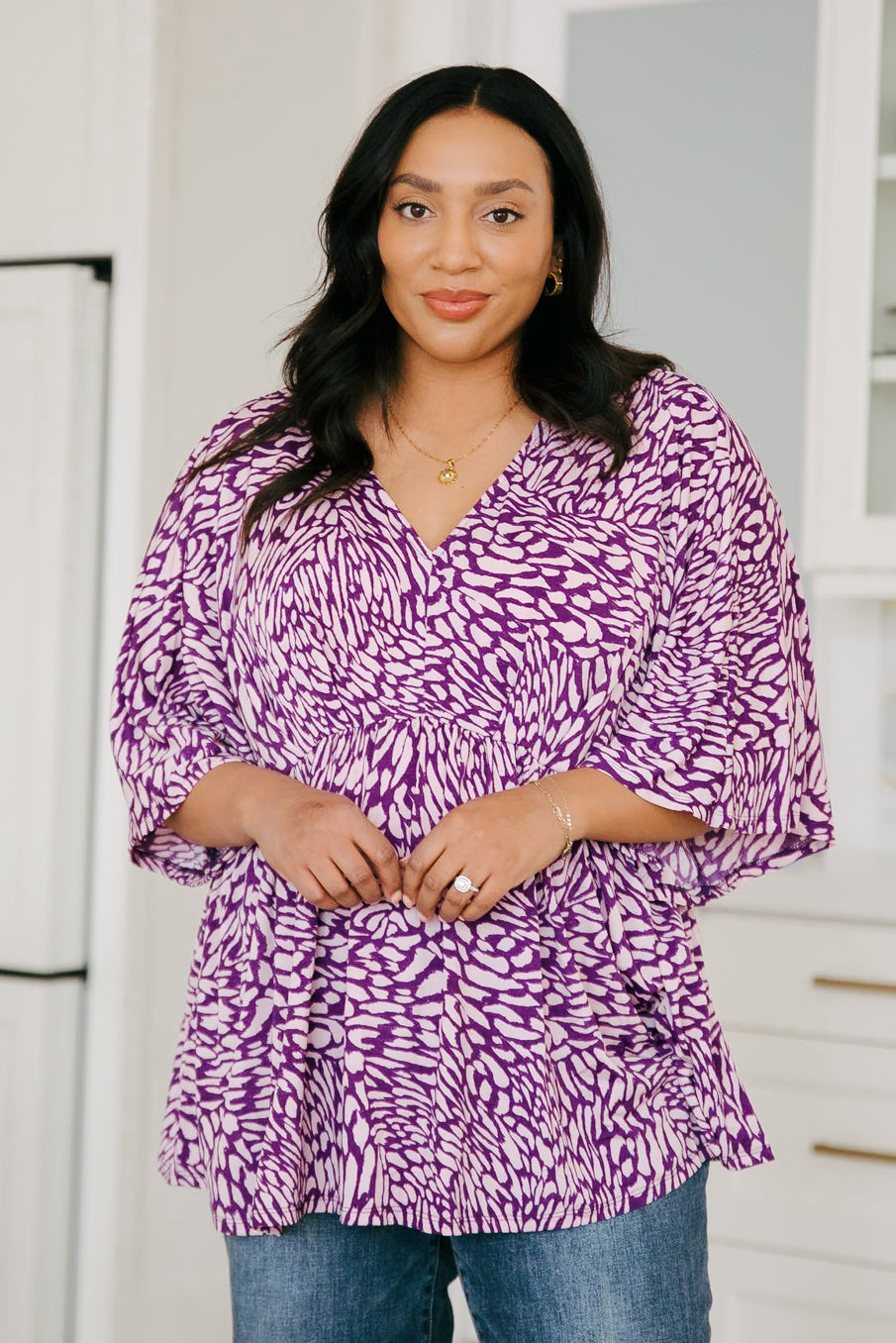 Dearest Dreamer Peplum Top in Painted Purple Tops Southern Soul Collectives