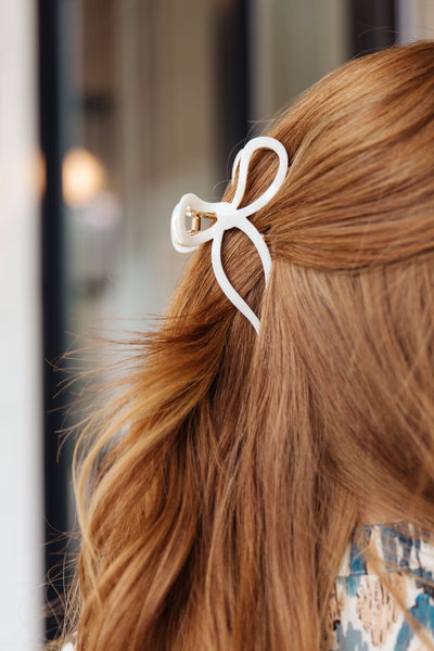 Delicate Bow Claw Clip in White Womens Southern Soul Collectives 