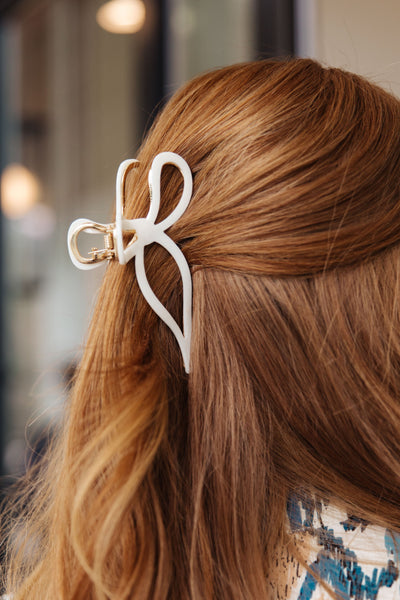 Delicate Bow Claw Clip in White Womens Southern Soul Collectives 