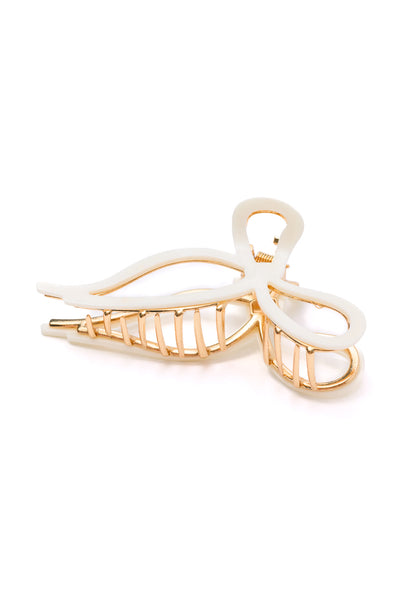 Delicate Bow Claw Clip in White Womens Southern Soul Collectives 