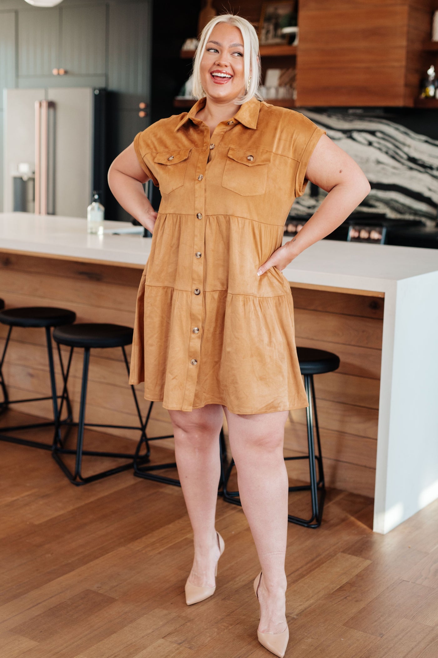 Don't Hang Up Faux Suede Shirt Dress Womens Southern Soul Collectives