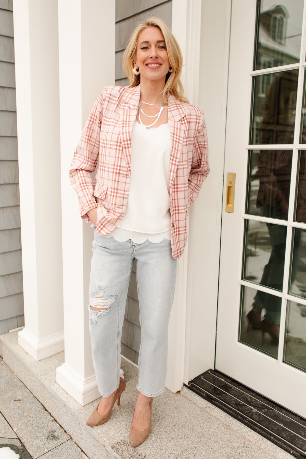 Dressed in Plaid Blazer In Pink Womens Southern Soul Collectives 