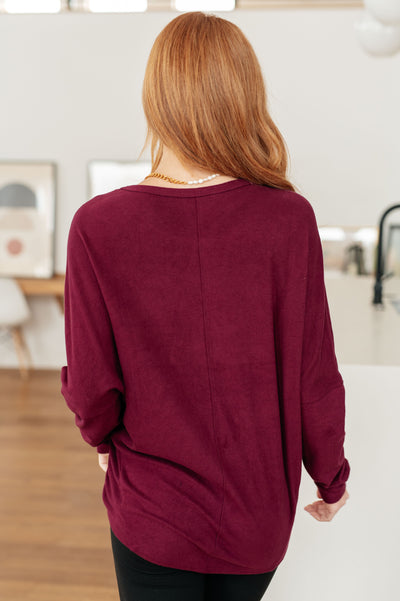 Drive Downtown Dolman Sleeve Top in Wine Womens Southern Soul Collectives