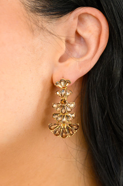 Ella Smoky Crystal Drop Earrings in Smoky Brown Womens Southern Soul Collectives 