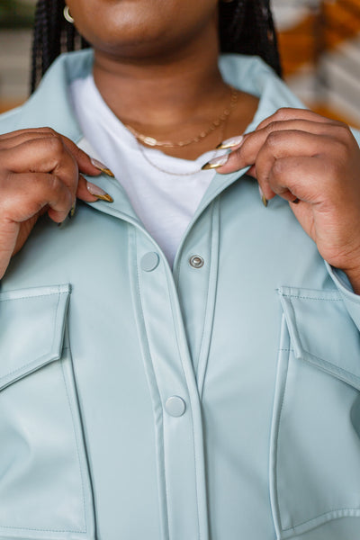 Endlessly Longing Faux Leather Shacket in Mint Womens Southern Soul Collectives 