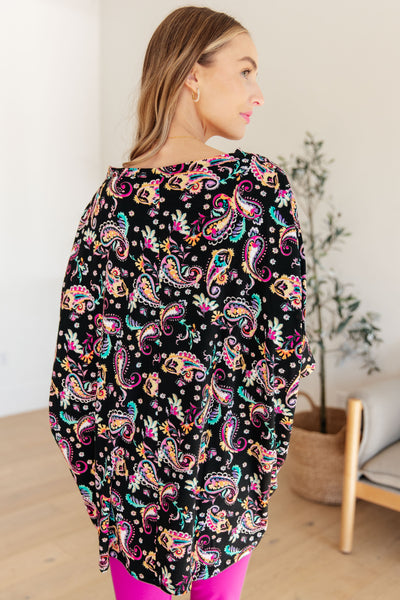 Essential Blouse in Black and Pink Paisley Southern Soul Collectives