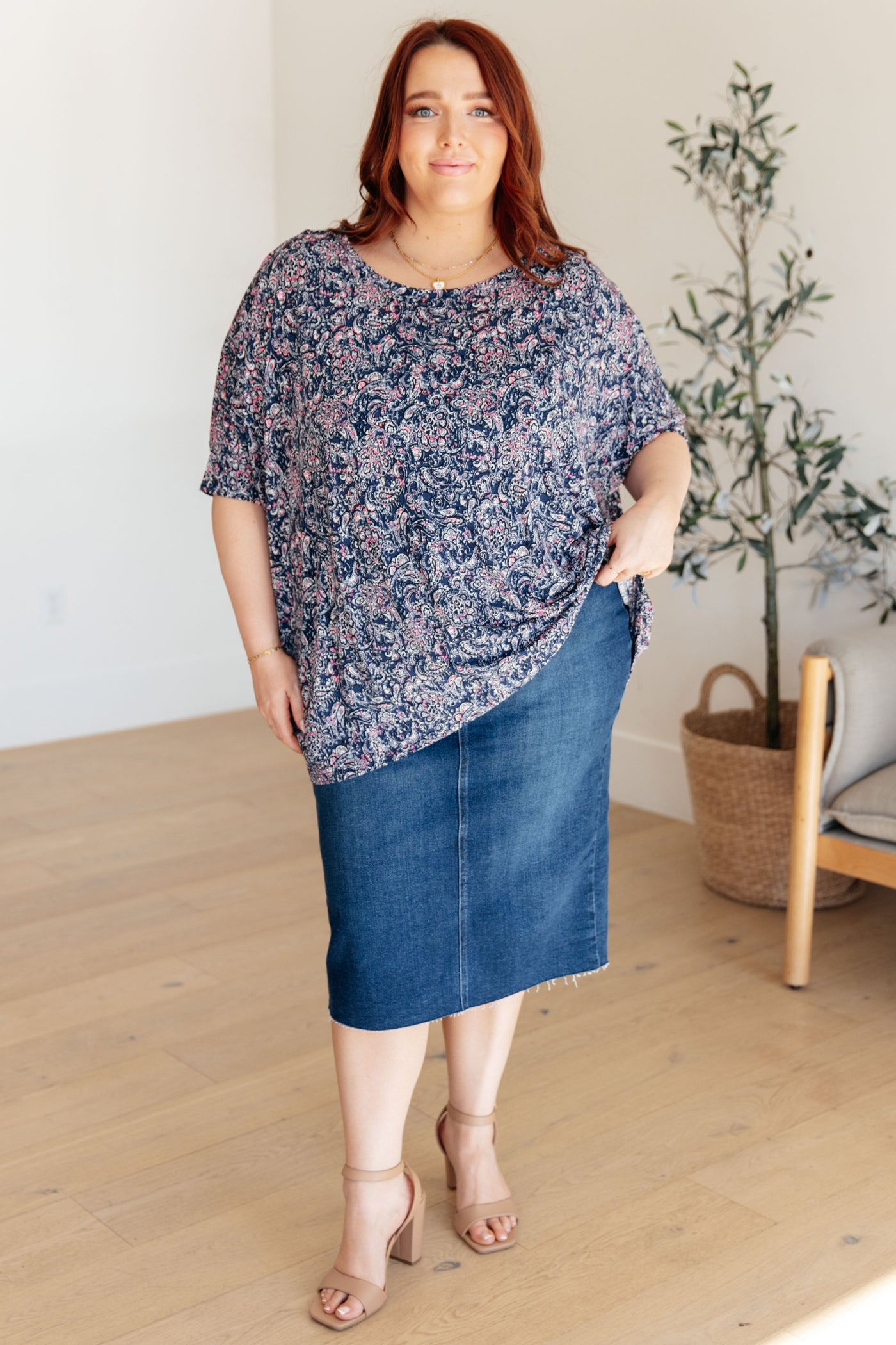 Essential Blouse in Navy Paisley Southern Soul Collectives