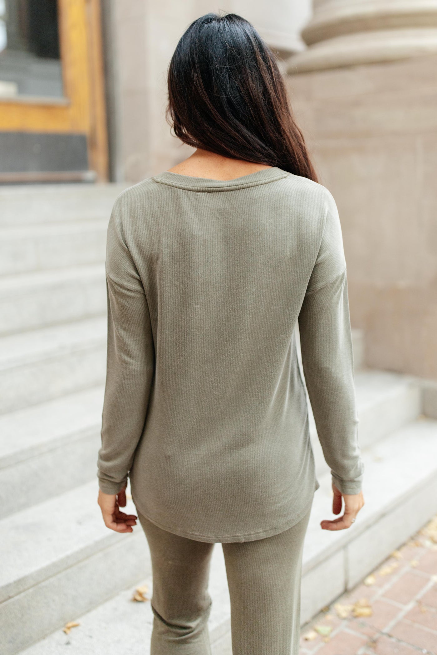 Essential Lounge Top in Mineral Wash Olive Womens Southern Soul Collectives 