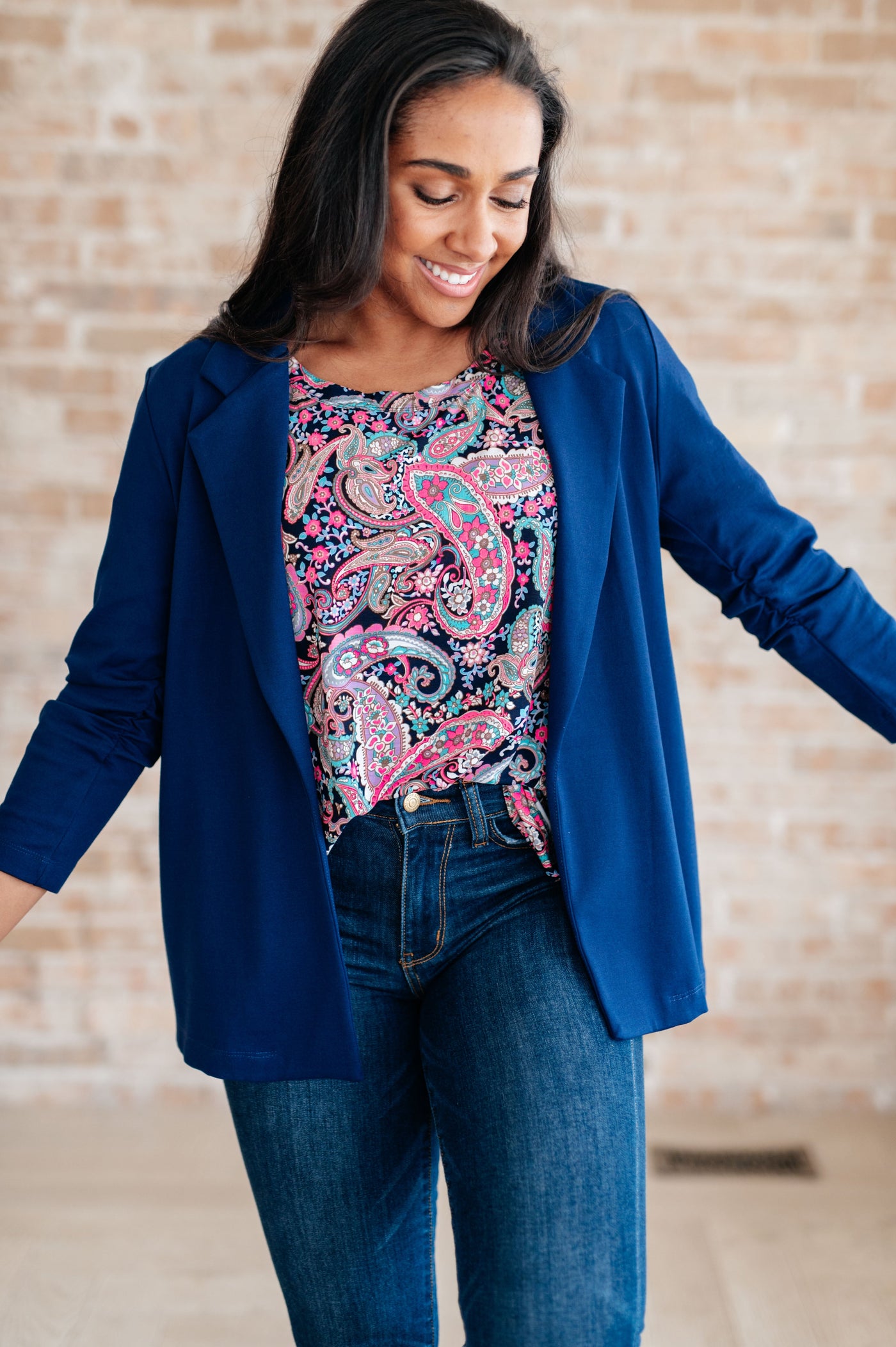 Magic 3/4 Blazer in Navy Womens Southern Soul Collectives