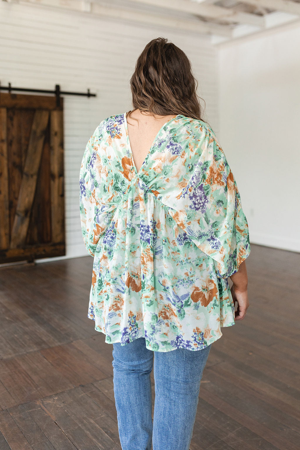 Fabled in Floral Draped Peplum Top in Ivory Womens Southern Soul Collectives 