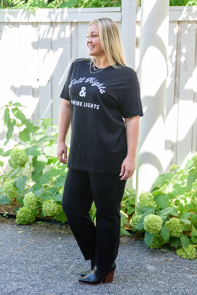 Fall Nights and Bonfire Lights Graphic T-Shirt in Black Womens Southern Soul Collectives 