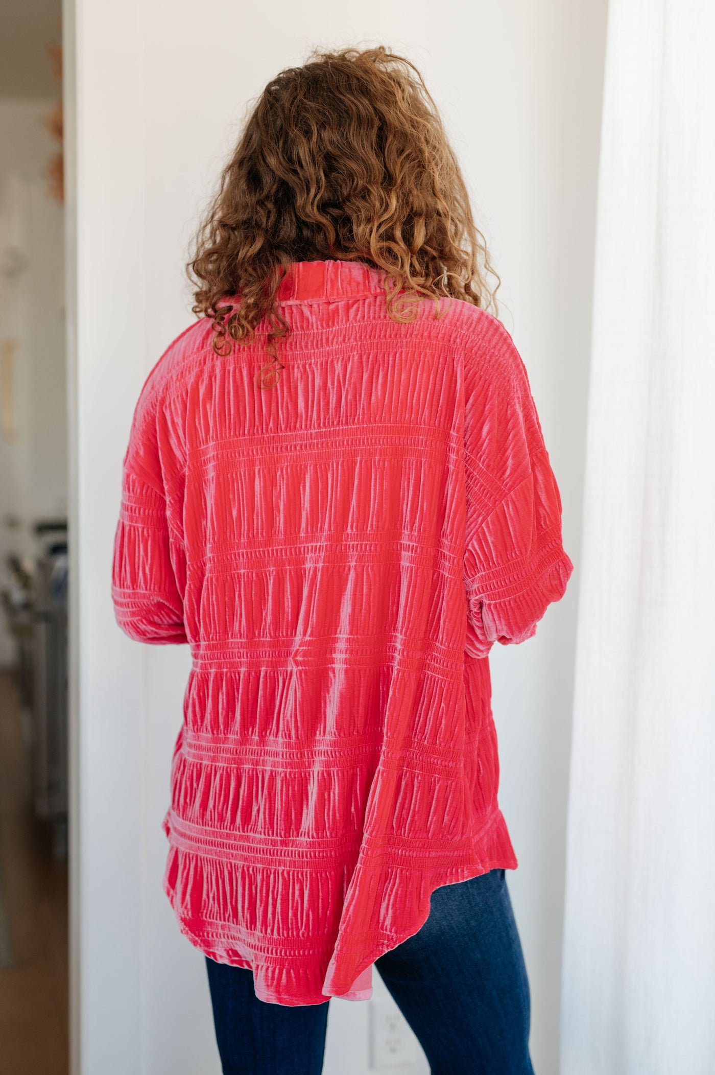 Feeling Fuchsia Velvet Button Down Womens Southern Soul Collectives