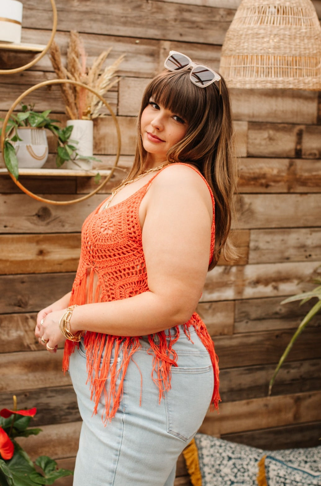 Festival Fringe Tank in Orange Womens Southern Soul Collectives 