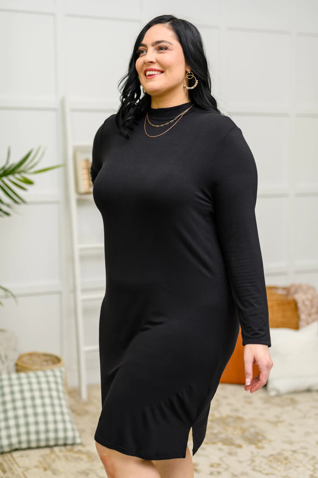 Frankie Mock Neck Dress in Black Womens Southern Soul Collectives 