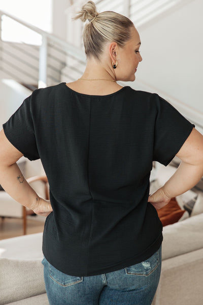 Frequently Asked Questions V-Neck Top in Black Womens Southern Soul Collectives