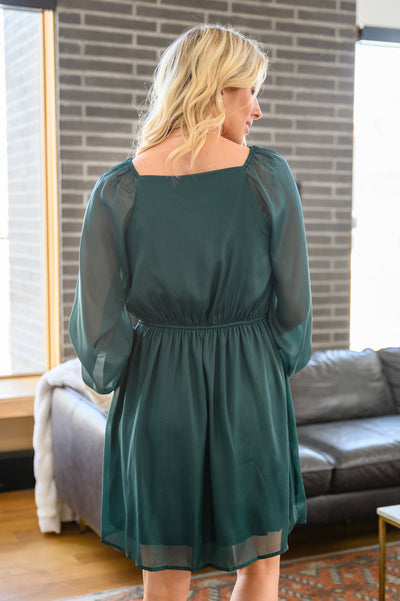 Front And Center Balloon Sleeve Dress in Green Womens Southern Soul Collectives 