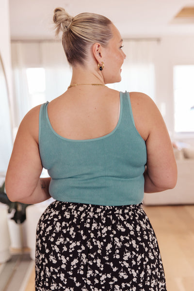 Fundamentals Ribbed Seamless Reversible Tank in Vintage Blue Womens Southern Soul Collectives