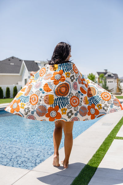 Luxury Beach Towel in Bright Retro Floral Womens Southern Soul Collectives 