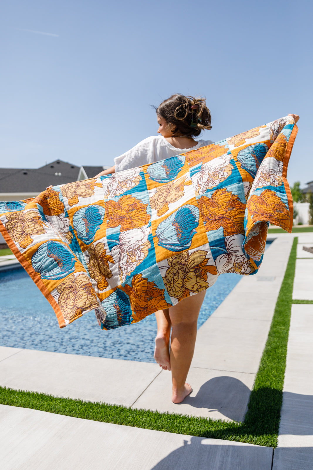 Luxury Beach Towel in Block Floral Womens Southern Soul Collectives 