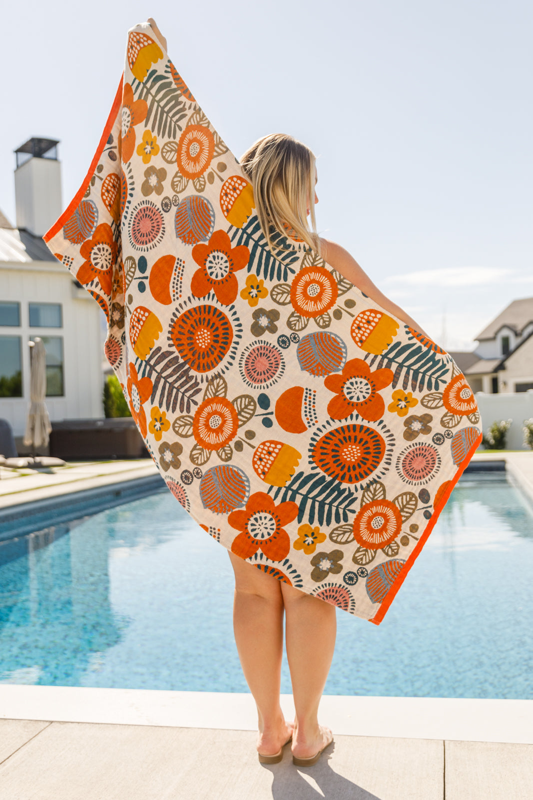 Luxury Beach Towel in Bright Retro Floral Womens Southern Soul Collectives 